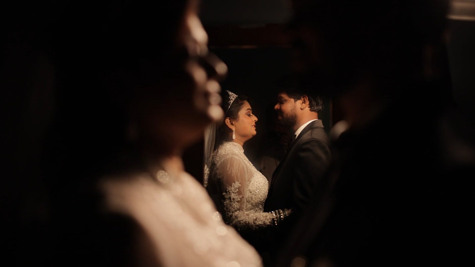 Intimate moment of a bride and groom sharing a kiss, 15s, 16:9